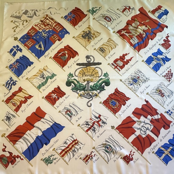 Hermes Multicolor Flag Print Scarf - Picture 1 of 1